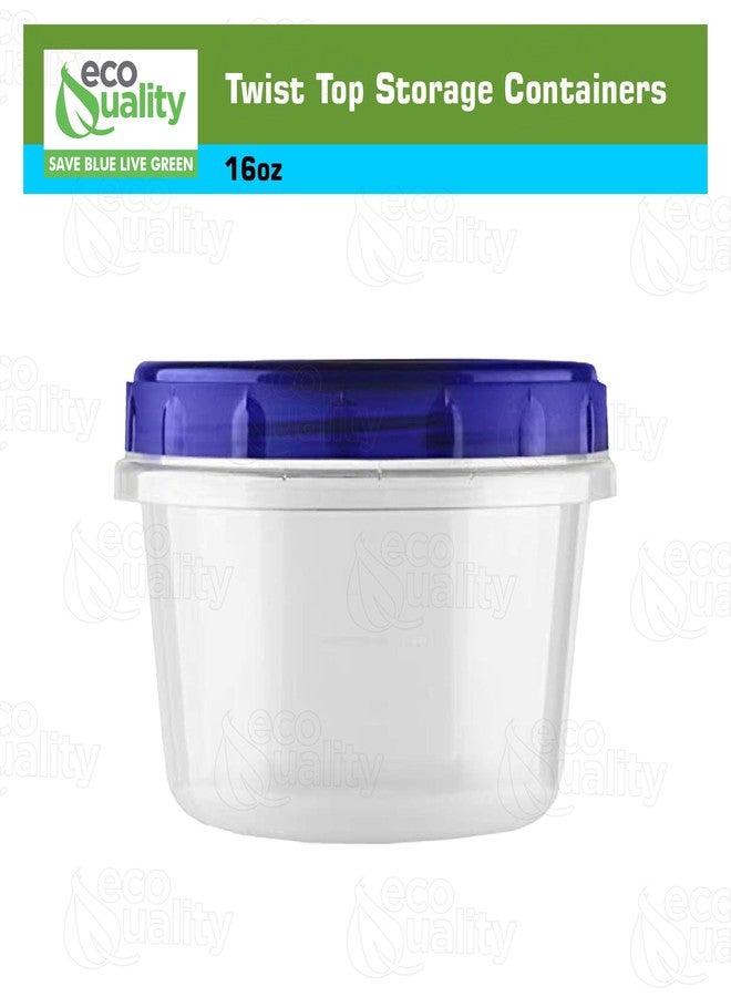 EcoQuality [5 PACK] 16 oz Twist Top Storage Deli Containers - Airtight Reusable Plastic Food Storage Canisters with Twist & Seal Lids, Leak-Proof - Meal Prep, Lunch, Togo, Stackable, BPA-Free Snack Containers - Image 3