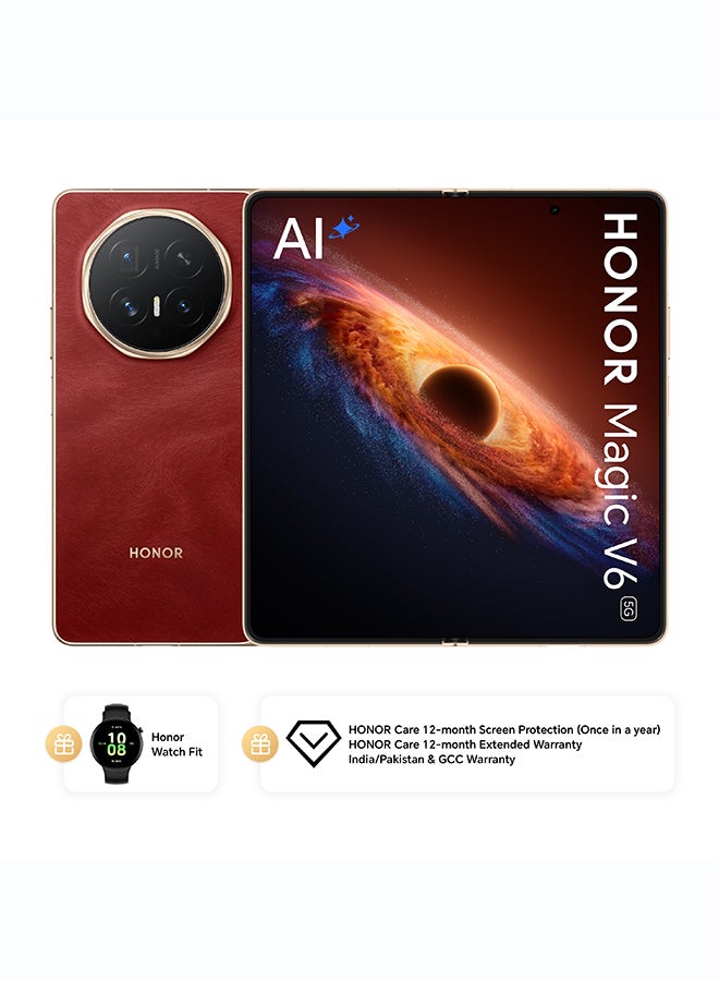 Honor Magic V6 5G Foldable Smartphone Dual SIM 5G Red 16GB RAM 512GB Bundlle With Watch Fit, 6Month Screen Damage Protection Insurance & 12Month Extended Warranty - Middle East Version - Image 1