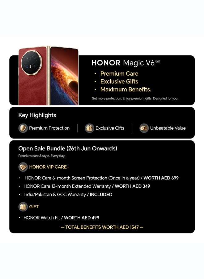 Honor Magic V6 5G Foldable Smartphone Dual SIM 5G Red 16GB RAM 512GB Bundlle With Watch Fit, 6Month Screen Damage Protection Insurance & 12Month Extended Warranty - Middle East Version - Image 2