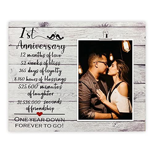 ZENNLAB 1 Year Anniversary Picture Frame Gifts for Couple, 1st Anniversary Frame for Her Him, One Year Anniversary Wedding Gifts for Wife Husband, First Year Anniversary Present for Girlfriend Boyfriend - Image 1