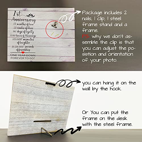 ZENNLAB 1 Year Anniversary Picture Frame Gifts for Couple, 1st Anniversary Frame for Her Him, One Year Anniversary Wedding Gifts for Wife Husband, First Year Anniversary Present for Girlfriend Boyfriend - Image 5