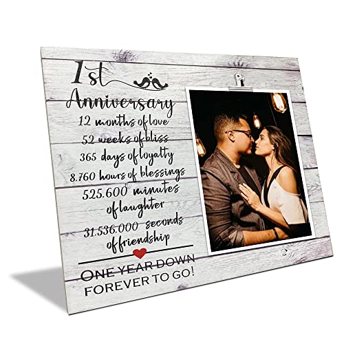 ZENNLAB 1 Year Anniversary Picture Frame Gifts for Couple, 1st Anniversary Frame for Her Him, One Year Anniversary Wedding Gifts for Wife Husband, First Year Anniversary Present for Girlfriend Boyfriend - Image 2