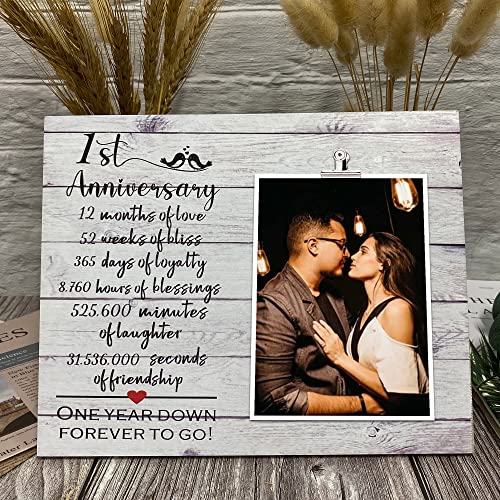 ZENNLAB 1 Year Anniversary Picture Frame Gifts for Couple, 1st Anniversary Frame for Her Him, One Year Anniversary Wedding Gifts for Wife Husband, First Year Anniversary Present for Girlfriend Boyfriend - Image 4