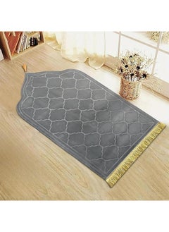 Plynox Prayer Mat Anti-Slip Velvet Top Islamic Prayer Mat Dome Style Thick Padded Sajadah Prayer Rug for Men Women Eid Gift Ramadan 70 x 110 cm (Ash Grey)  - Image 2