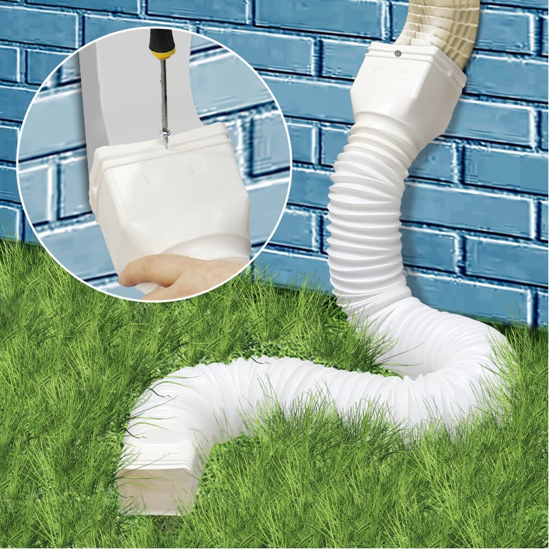 Downspout Extender Retractable Rain Gutter Drainage Pipe Down Spout Drain Extensions White - Image 5