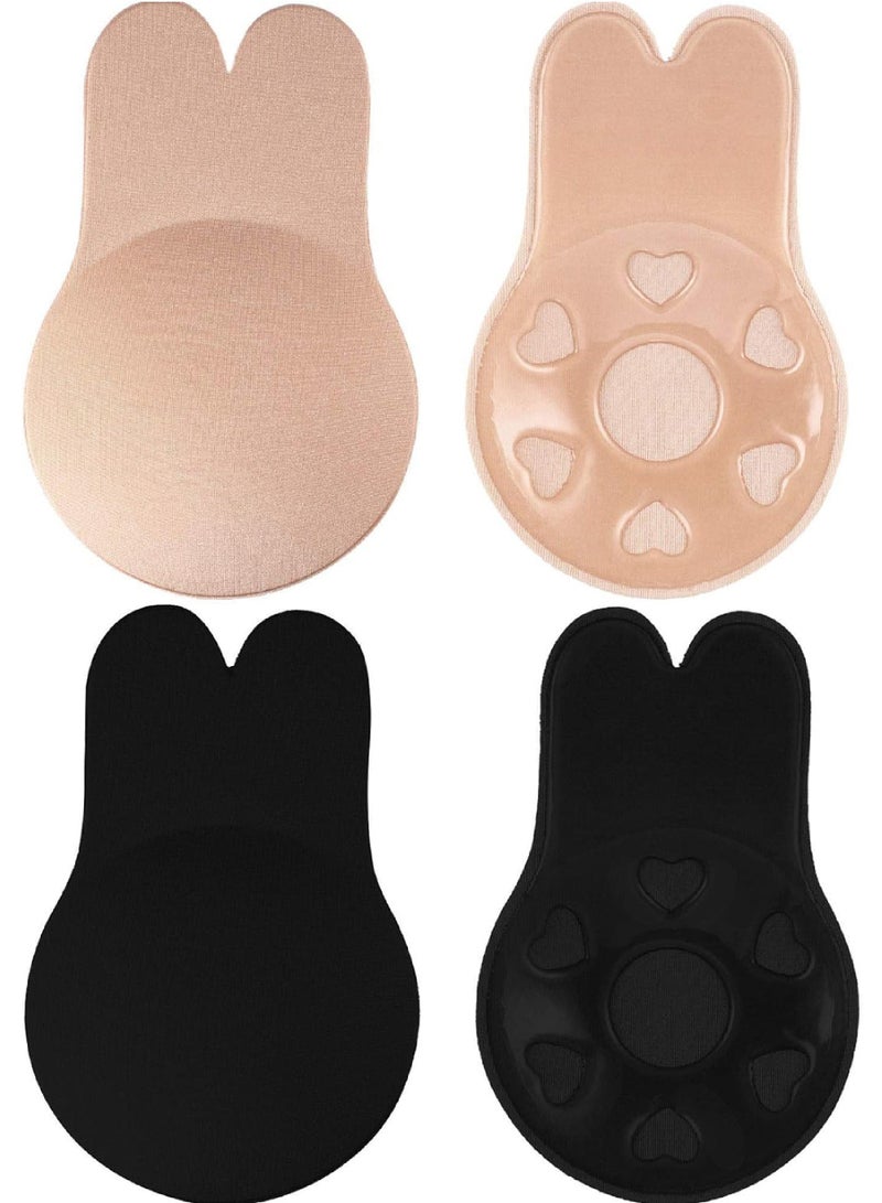 Rock Pow 2 Pair Women Rabbit Strapless Invisible Bra Nipple Covers Sticky Adhesive Bra Invisible Reusable Strapless Backless Bra
