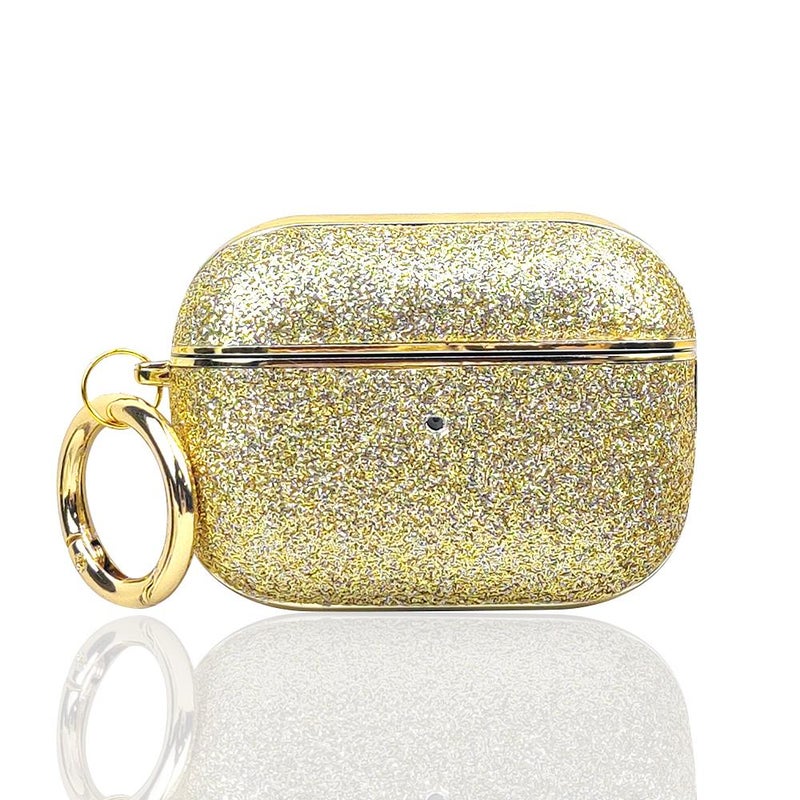For AirPods Pro 2 Electroplating Glitter Powder Wireless Earphone Protective Case(Gold)