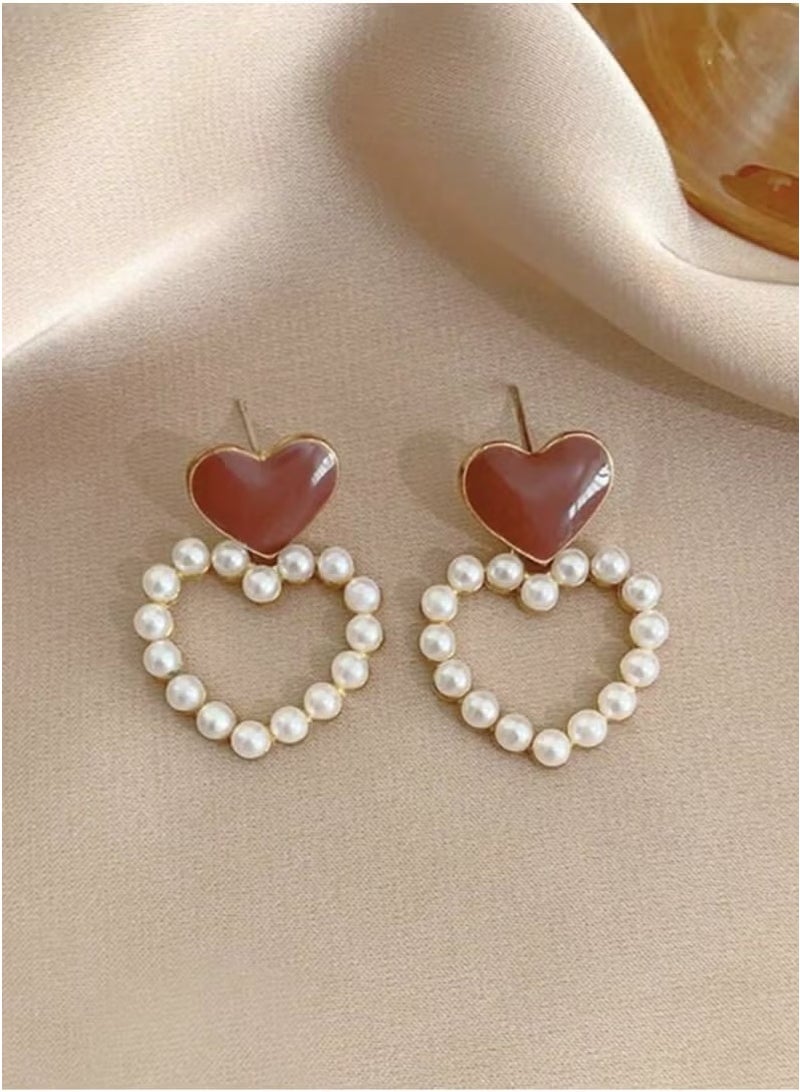 JOGAMS 10Pcs Simple Vintage Pearl Flower Hollow Heart Two Tone Earrings Set Luxury Unique - Image 4