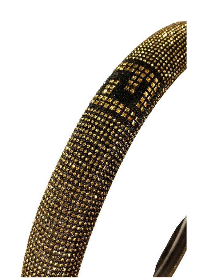 Generic Universal Women's Steering Wheel Cover with Gold Studs, Black  - Image 2