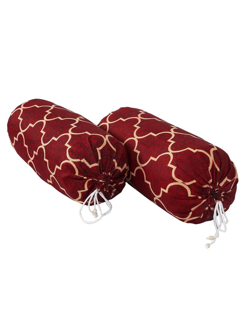 Kuber Industries Kuber Industries Bolster Cover Soft Cotton Bolster Cover SetDiwan Round Bolster Pillow CoversLuxurious Lattice Print Roll Masand Cover 16x32 InchPack of 4 Red  - Image 2
