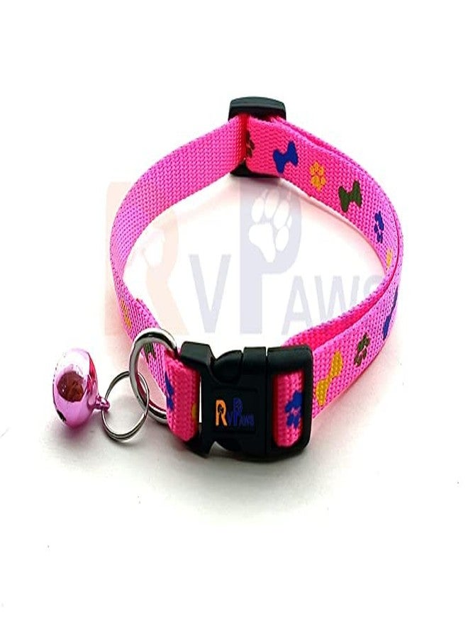 Pups&Pets Pet Printed 15 MM Collar and Leash Set - Adjustable Nylon Collar Included Bell for Small and Medium Dogs, Collar and Leash Set for Puppies, Dog & Cat (Pink) - Image 2