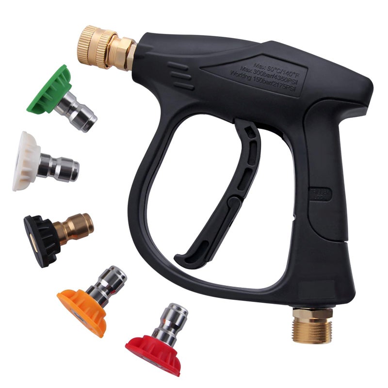 GOLD DEER High Pressure Washer Short Gun 4350PSI Short Pressure Washer Gun with Swivel Car Washer Gun with 145 Color Quick Connect Nozzles for Pressure Power Washers M2214 Male Thread - Image 2