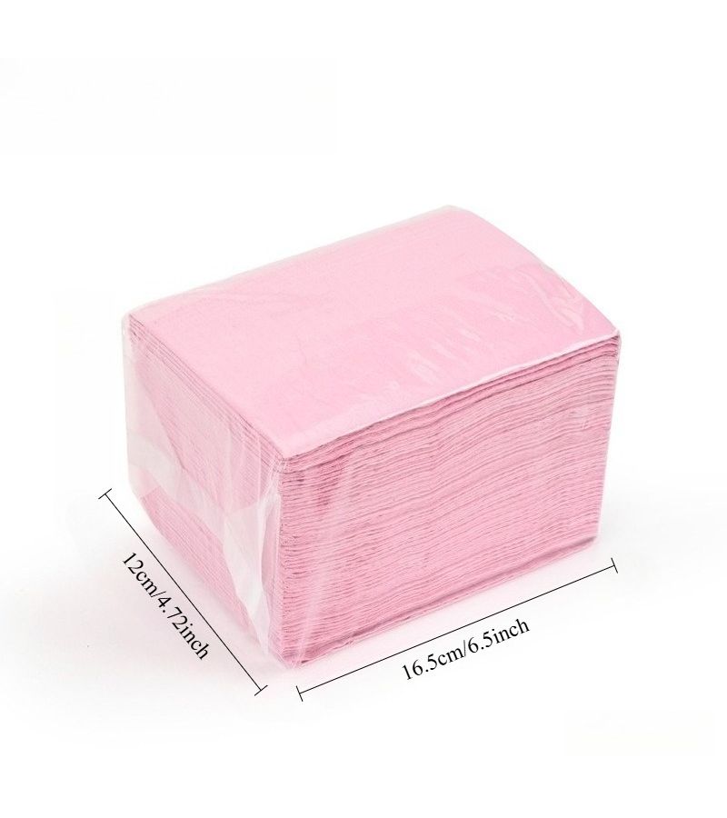 50 Pcs Disposable Nail Art Table Pad Paper 3 Ply Manicure Tissues for Home Beauty Salon Pink - Image 3