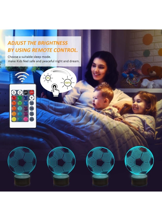 FULLOSUN Football Kids Night Light Football 3D Optical Illusion Lamp With Remote Control 16 Colours Changing Soccer Birthday Xmas Day Gift Idea For Sport Fan Boys Girls  - Image 4