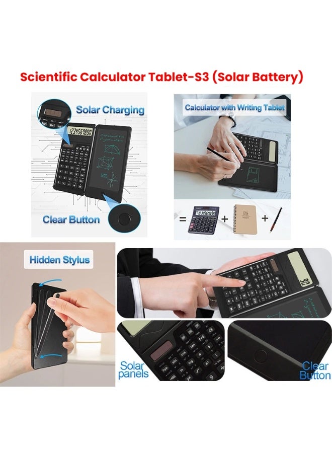 آلة حاسبة علمية 2 في 1 مع جهاز لوحي للكتابة تعمل بالطاقة الشمسية للاستخدام الصديق للبيئة تتميز بقلم مخفي وزر واضح لتدوين الملاحظات بشكل مريح - Image 2