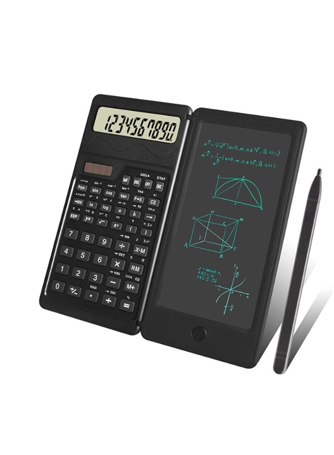 آلة حاسبة علمية 2 في 1 مع جهاز لوحي للكتابة تعمل بالطاقة الشمسية للاستخدام الصديق للبيئة تتميز بقلم مخفي وزر واضح لتدوين الملاحظات بشكل مريح - Image 1