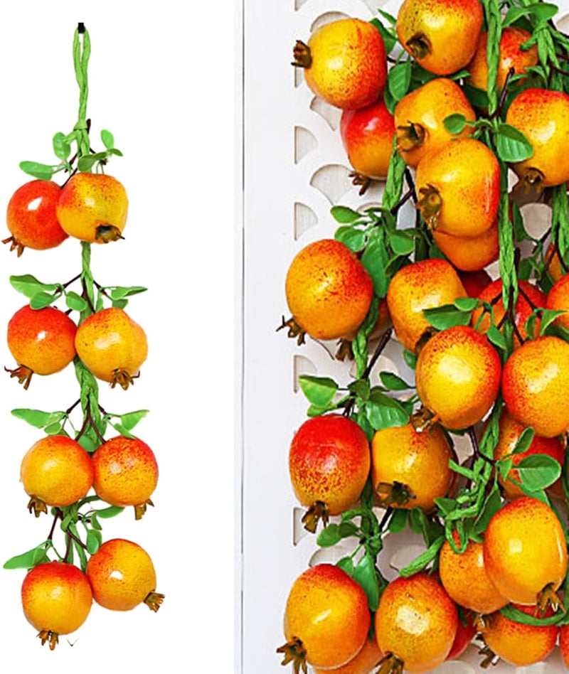 1Set Artificial Hanging String, Simulation Vegetable Fruit Garlands Vine for Home Farm Party Wall Decor - red Pepper with Leaves - Image 1