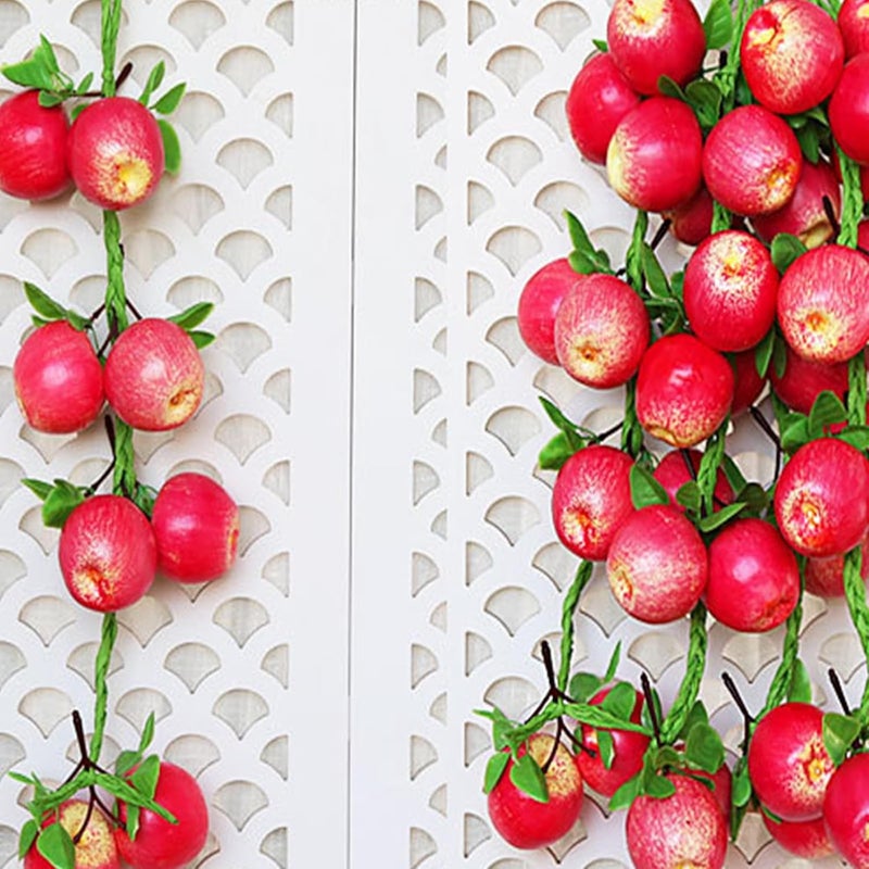 1Set Artificial Hanging String, Simulation Vegetable Fruit Garlands Vine for Home Farm Party Wall Decor - red Pepper with Leaves - Image 3