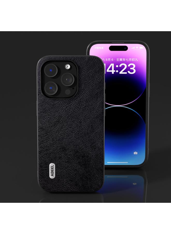 اس-توب جراب هاتف ABEEL ثنائي اللون من مادة البولي يوريثان بنسيج الليتشي لهاتف iPhone 14 Pro - Image 2