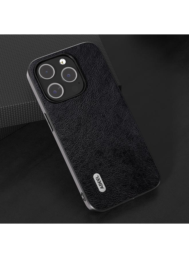 اس-توب جراب هاتف ABEEL ثنائي اللون من مادة البولي يوريثان بنسيج الليتشي لهاتف iPhone 14 Pro - Image 3