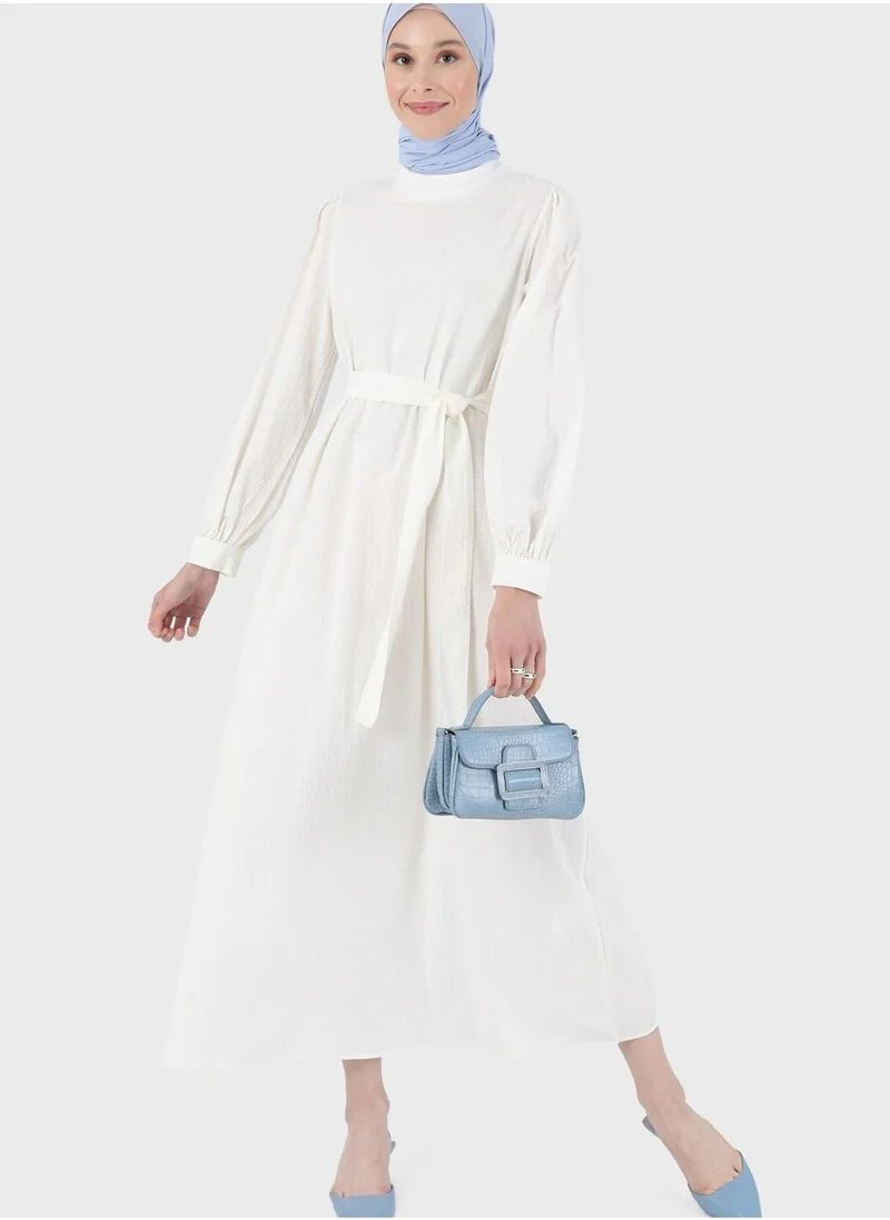 Refka by modanisa Belted Cuff Detail Dress