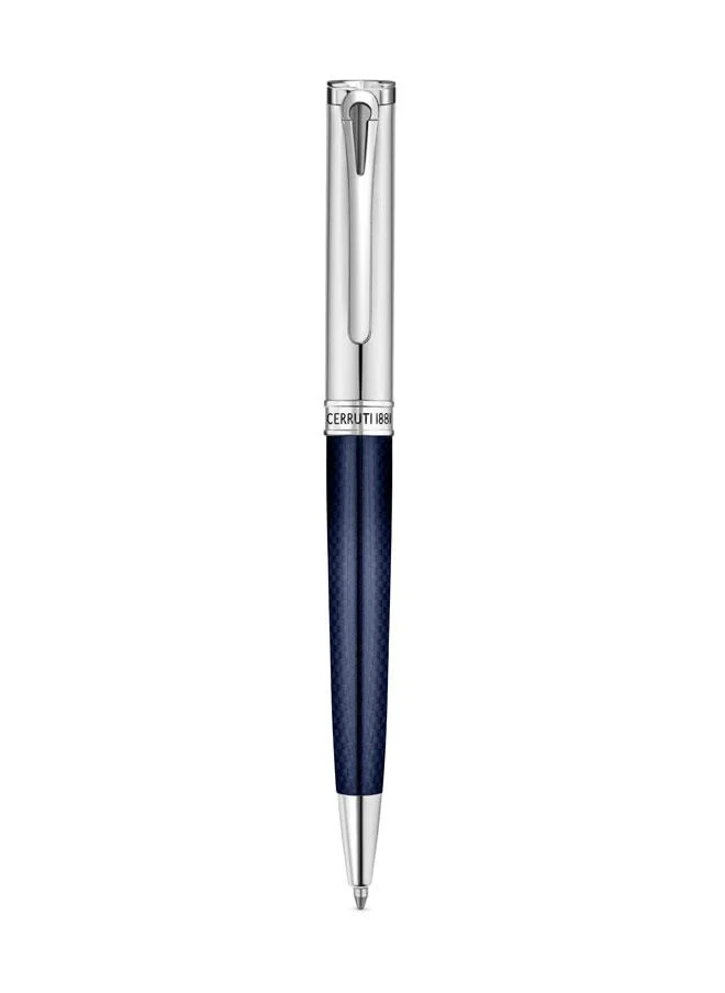 CERRUTI 1881 Marco Pen Half Blue Enamel & Carbon Fiber Lightweight & Sleek Design