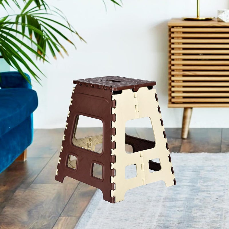 Homestic Homestic Pack of 2 Stool Portable Foldable Stool Collapsible Camping Chair Stool for OutdoorFishingHikingGardenTravel Multipurpose Sitting Stool LargeSmall Cream Brown  - Image 2
