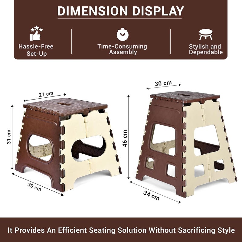 Homestic Homestic Pack of 2 Stool Portable Foldable Stool Collapsible Camping Chair Stool for OutdoorFishingHikingGardenTravel Multipurpose Sitting Stool LargeSmall Cream Brown  - Image 3