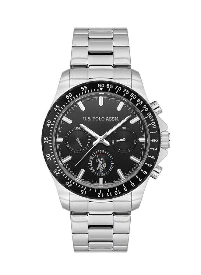 U.S. Polo Assn. U.S. Polo Assn. Crossing 42mm Chronograph Black Dial Watch with Rotating Bezel and Stainless Steel Band - USPA1108-04, Effortless Sophistication for Every Occasion  - Image 1