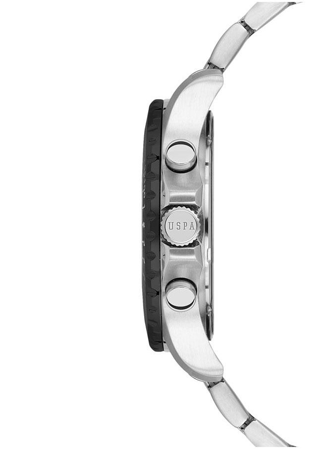 U.S. Polo Assn. U.S. Polo Assn. Crossing 42mm Chronograph Black Dial Watch with Rotating Bezel and Stainless Steel Band - USPA1108-04, Effortless Sophistication for Every Occasion  - Image 2