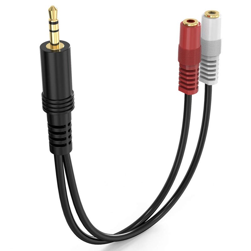 RFAdapter 3.5mm Stereo to Dual Mono Cable, 6inch 1/8" TRS Male to 2 TS Mono Female Adapter Gold-Plated Connector Audio Y Splitter Cord for Headphone, Speaker - Image 1