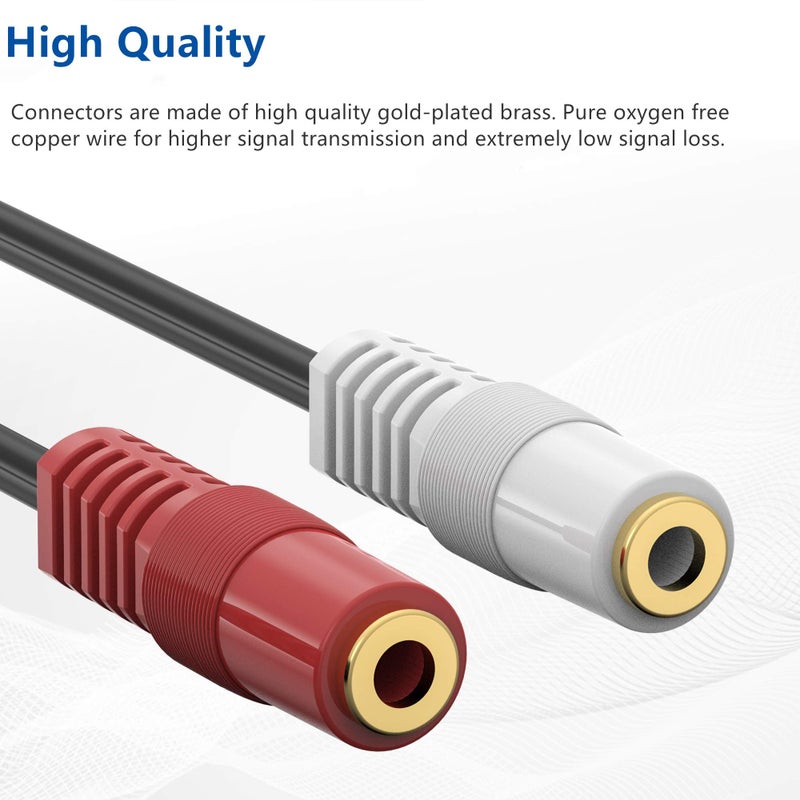 RFAdapter 3.5mm Stereo to Dual Mono Cable, 6inch 1/8" TRS Male to 2 TS Mono Female Adapter Gold-Plated Connector Audio Y Splitter Cord for Headphone, Speaker - Image 5