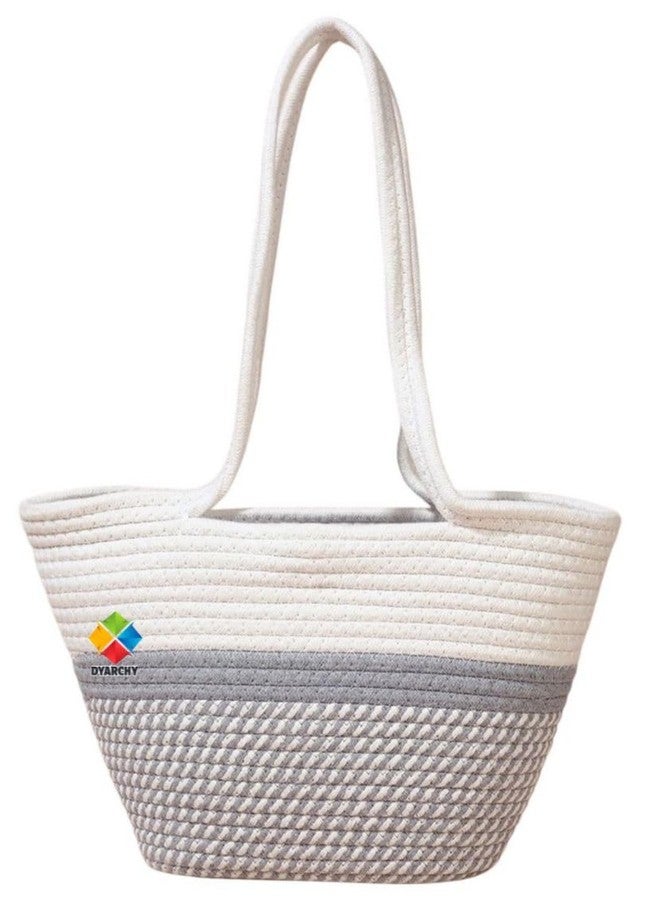 DYARCHY women stylish pure cotton boho fancy handbags tote bag trendy shoulder purse for ladies/girls college, office, shopping, travel gift (GREY) - Image 1
