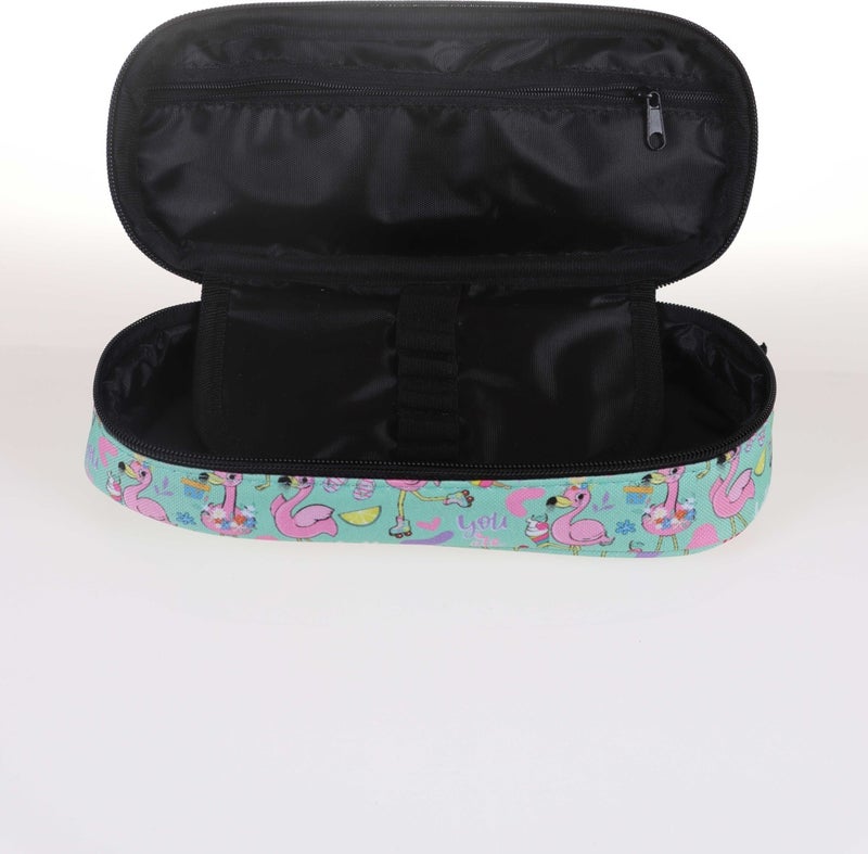 KAUKKO Nature Pencil Bag with Special Compartment Flamingo Mint K2329 - Image 3