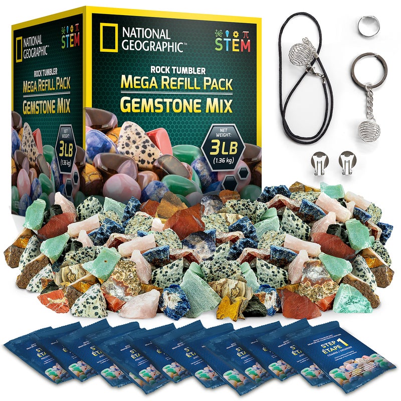 Blue Marble National Geographic Rock Tumbler Refill Kit 3 lbs of Rough Gemstones and Rocks for Tumbling Including Amethyst and Quartz Supplies Include Tumbler Grit and Jewelry Accessories - Image 3