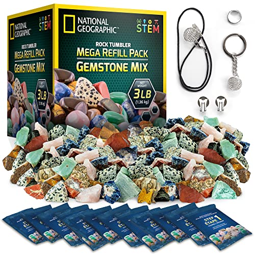Blue Marble National Geographic Rock Tumbler Refill Kit 3 lbs of Rough Gemstones and Rocks for Tumbling Including Amethyst and Quartz Supplies Include Tumbler Grit and Jewelry Accessories - Image 1