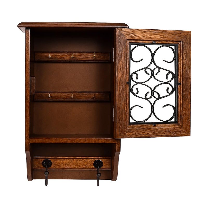 Worthy Shoppee Wood Wall Hanging Key Holder (33x23cm, Brown), Pack of 1 - Image 5