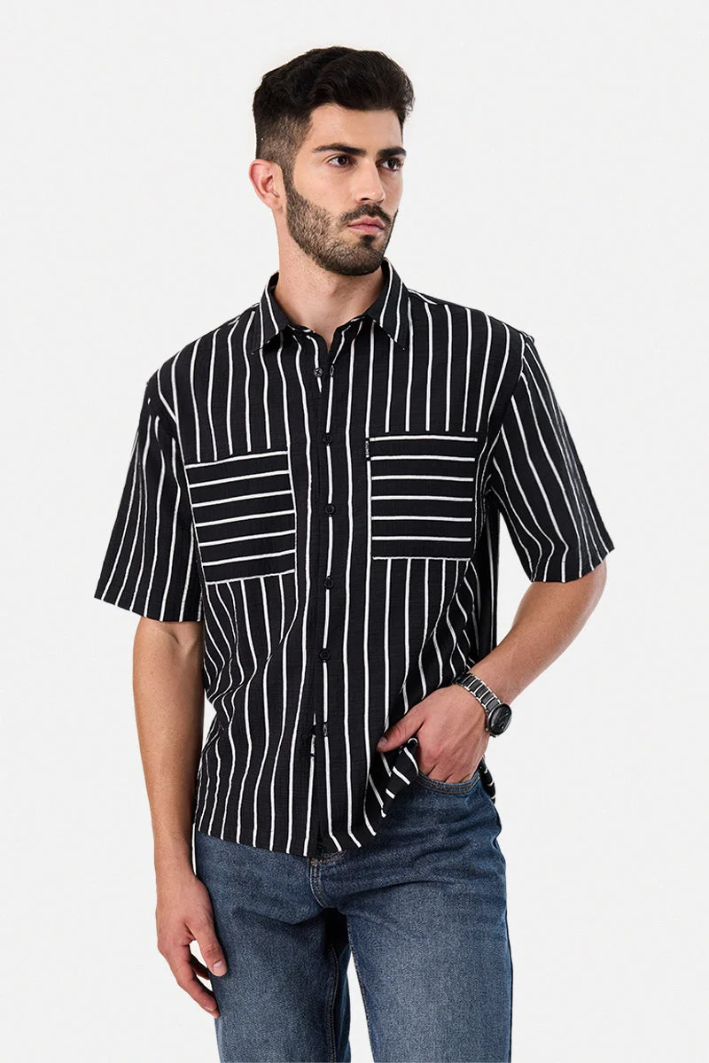 SNITCH Box Fit Double Pocket Stripes Shirt