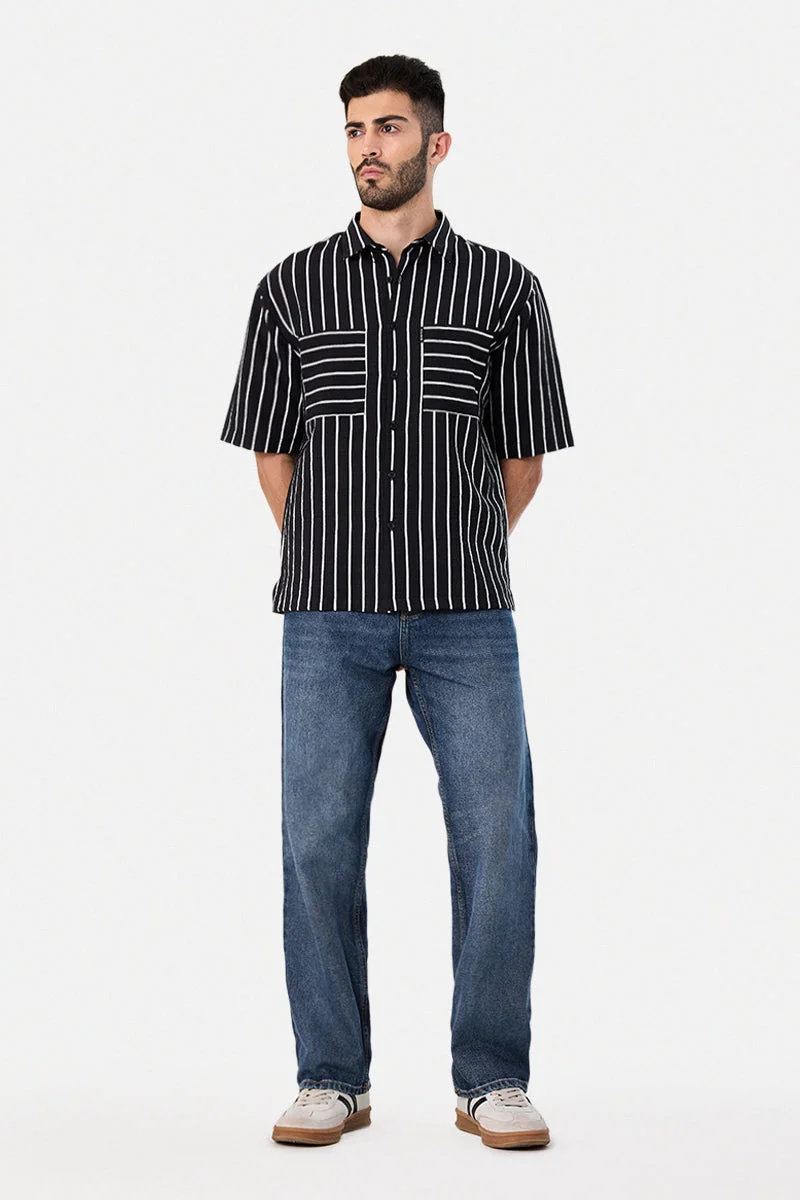SNITCH Box Fit Double Pocket Stripes Shirt