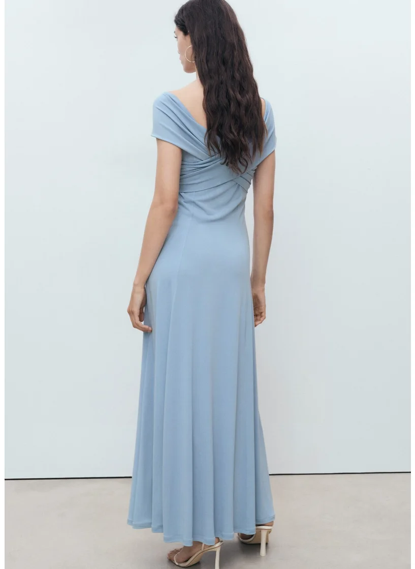 MANGO A-Line Dress With Crossover Neckline