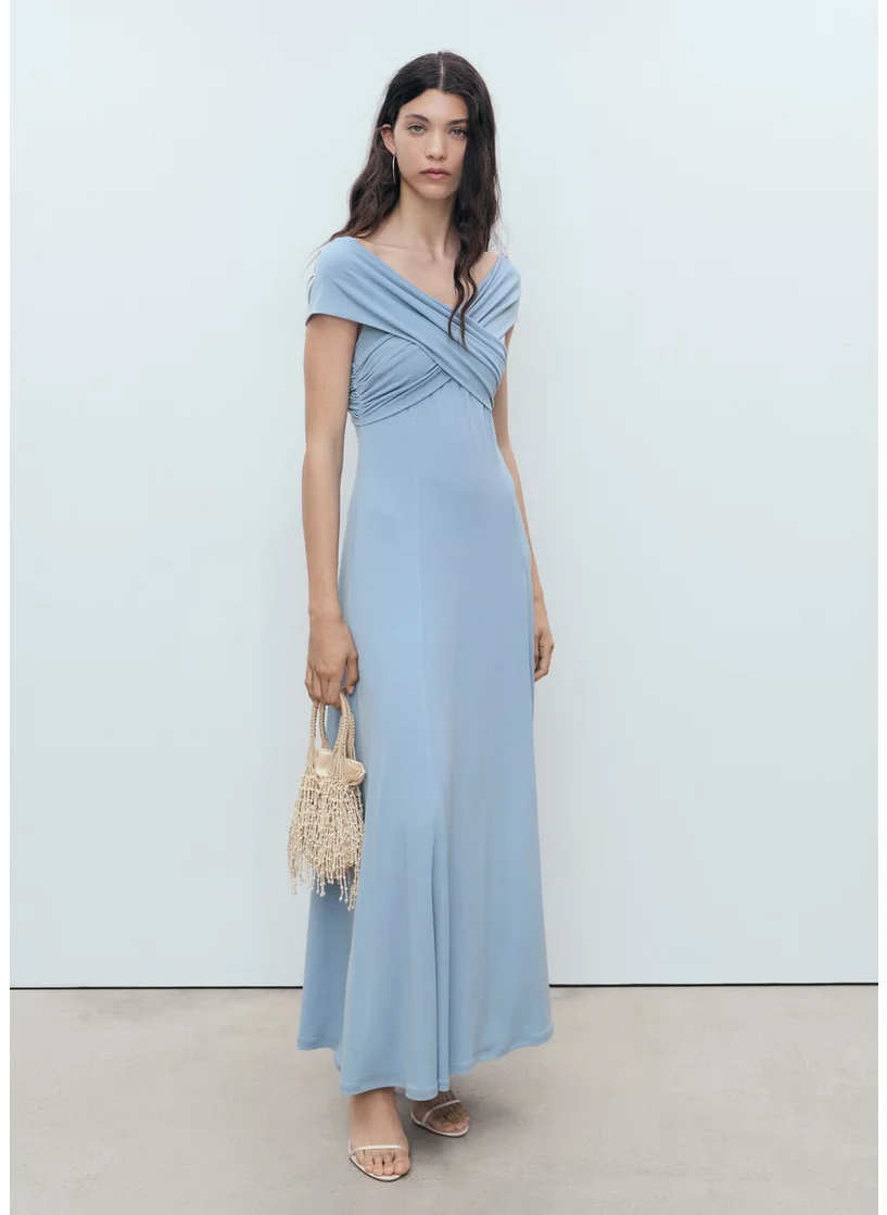 MANGO A-Line Dress With Crossover Neckline