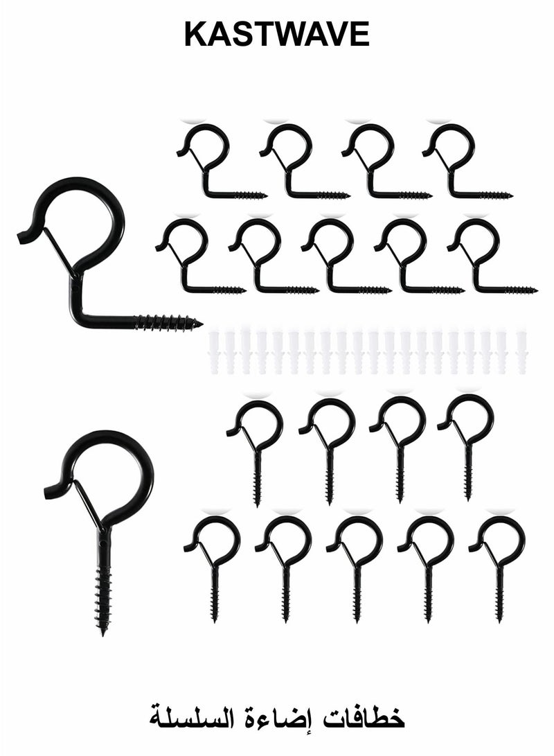 KASTWAVE Hooks for Outdoor String Lights, Eye Hooks Screw Rope Light Clips - Image 1