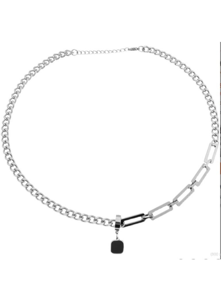 LATEEN Minimalist Cuban Chain Necklace For Men, Dual Use Detachable Earnail Pendant Splicing Titanium Steel Lock Chain - Image 2