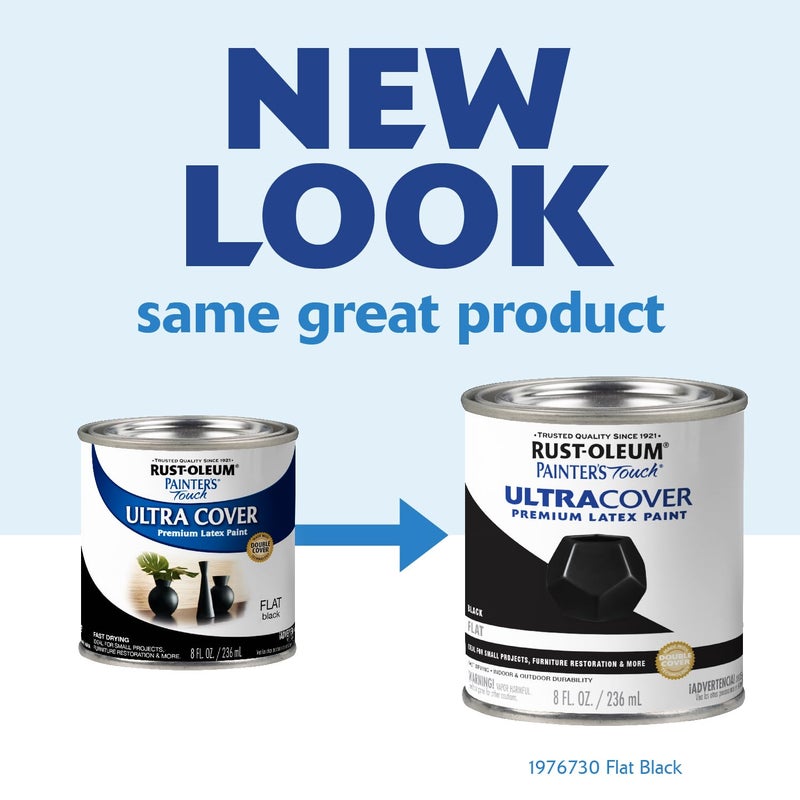 Rust-Oleum 1976730 Painter's Touch Latex Paint, Half Pint, Flat Black, 8 Fl Oz (Pack of 1) - Image 2
