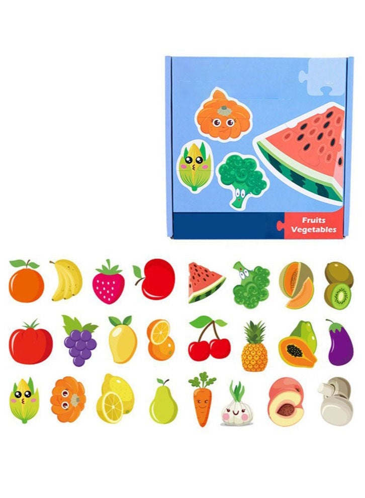 Educational Puzzle Set For Children in The Form of Fruits and Vegetables 
