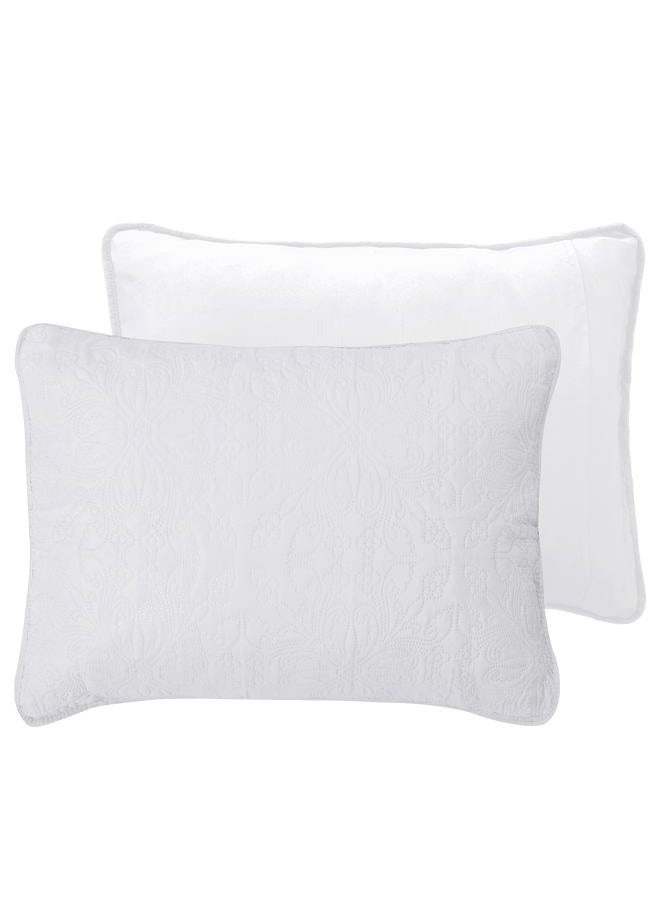Easy-Going Full/Queen Size Reversible Quilt Set with 1 Quilt and 2 Pillow Shams, Soft Bed Quilt Cover, Water Resistant Lightweight Microfiber Bedspread, Stain Resistant, Damask-White/White - Image 4
