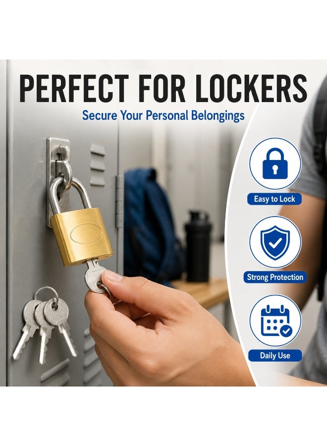 Lukadah 20mm Heavy Duty Brass Padlock with 3 Keys, Solid Metal Security Lock for Gates, Lockers, Cabinets, Tool Boxes, Luggage, Storage Units, Cupboards, Sheds, Indoor and Outdoor Use - Image 4