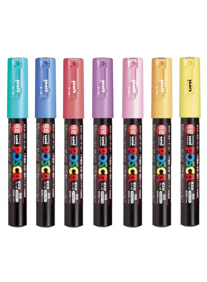 uni Posca Paint Marker Pen, Extra Fine Point, Set of 7 Natural Color (PC-1M 7C) - Image 2