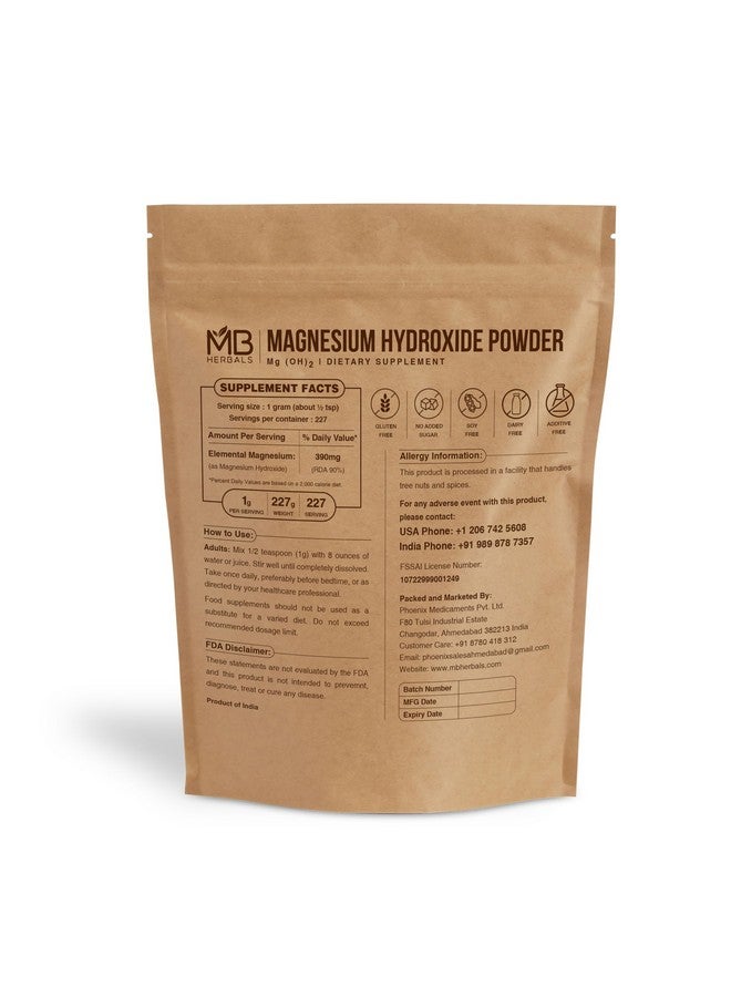 MB Herbals Magnesium Hydroxide Powder, 227g - Image 2