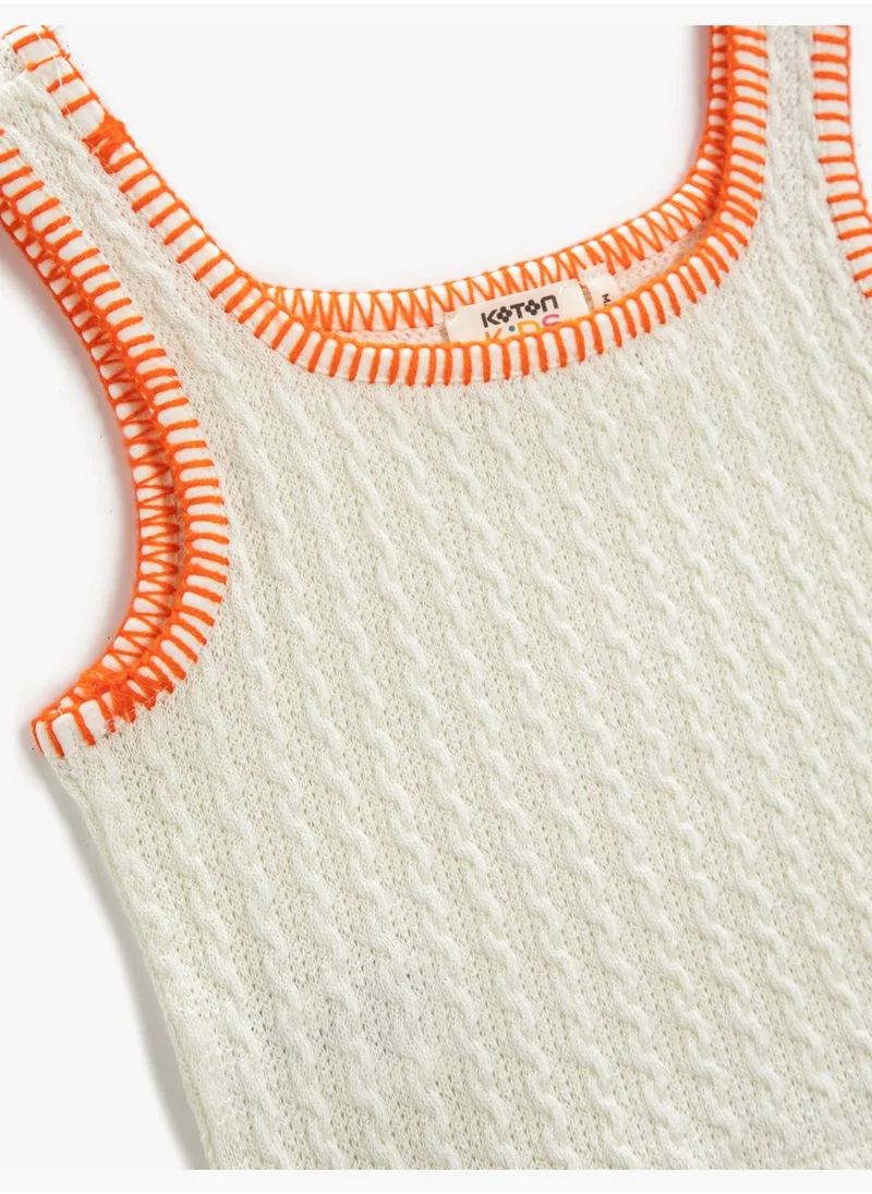 كوتون Sleeveless Textured Crop Top U Neck